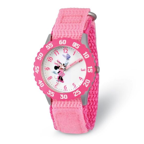Disney Girls Minnie Mouse Pink Strap Time Teacher Watch